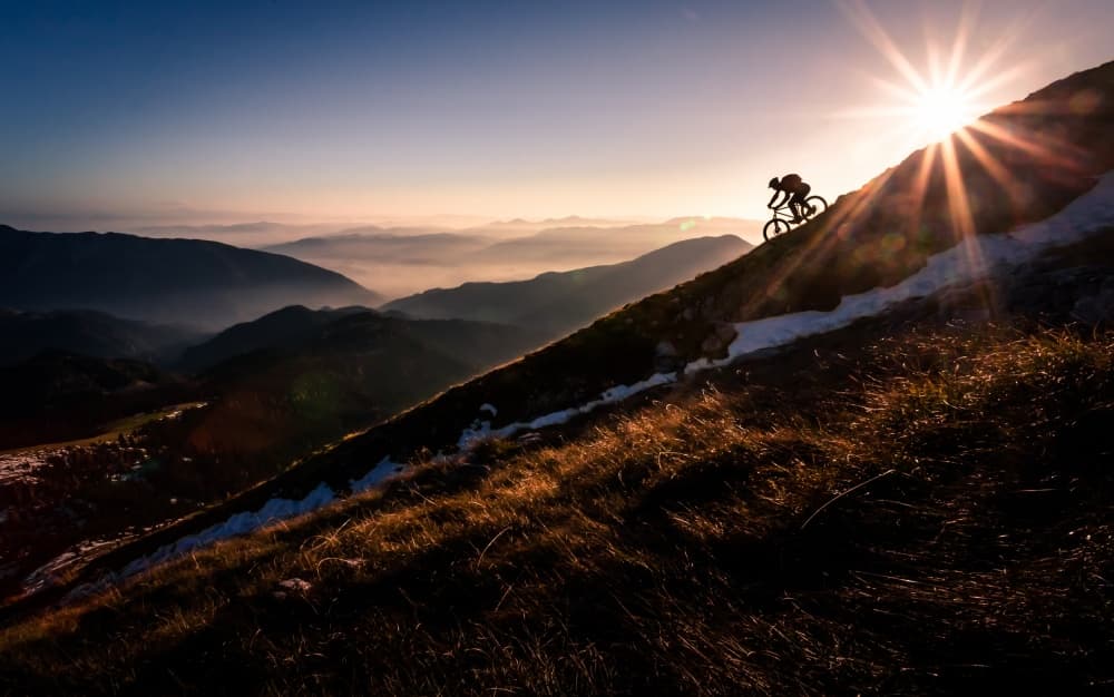 Golden Hour Mountain Biking by Sandi Bertoncelj — canvas wall art