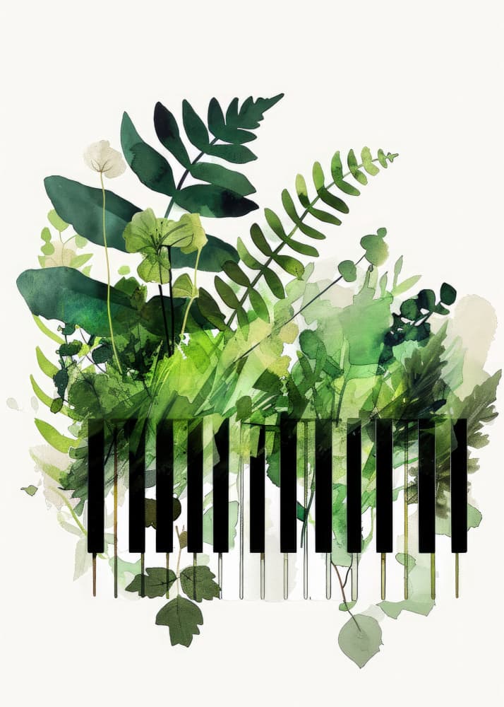 Green Piano Harmony by Justyna Jaszke — canvas wall art