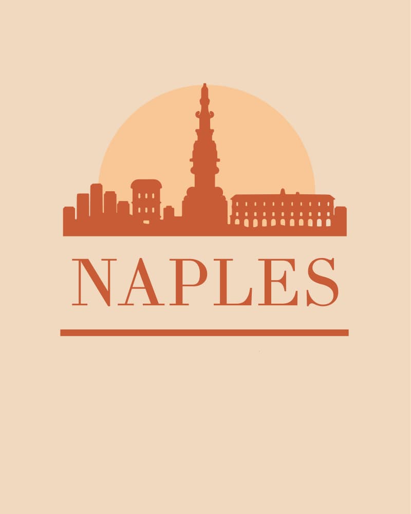 Naples City Silhouette by Emiliano Deificus — canvas wall art