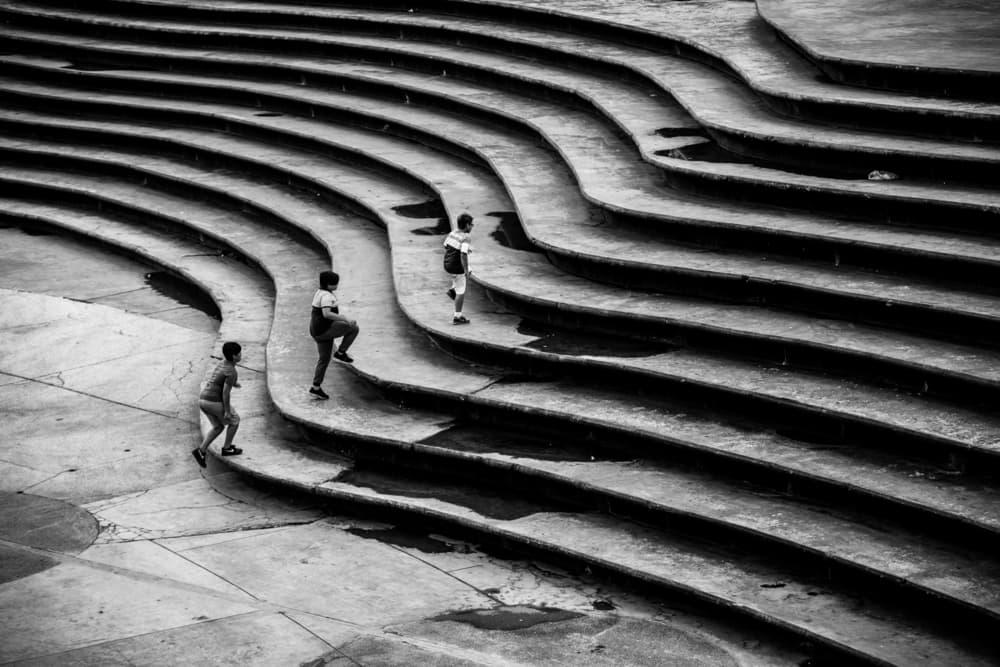 Kids Climb Wavy Stairs by Suleyman Uzumcu — canvas wall art