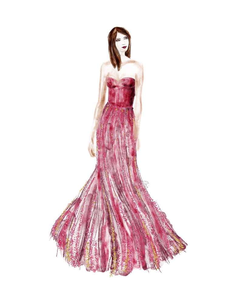 Sparkling Pink Gown by Rosana Laiz Blursbyai — canvas wall art