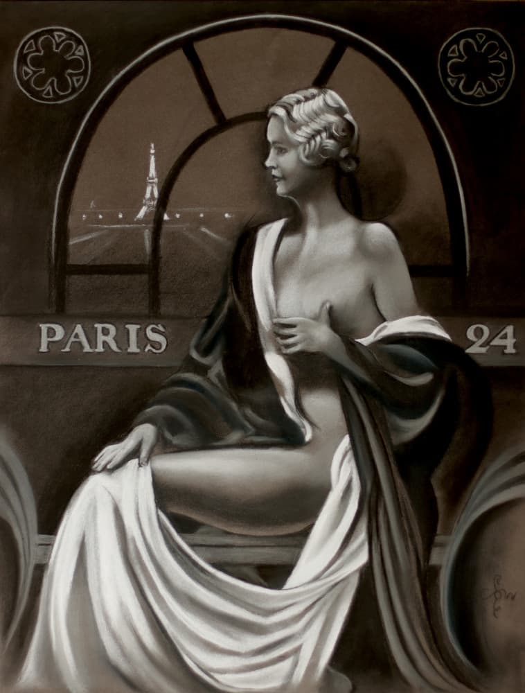 Parisian Woman Eiffel View by Corné Akkers — canvas wall art