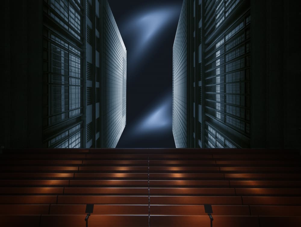Glowing Urban Pathway by Shuchuan Liu — canvas wall art