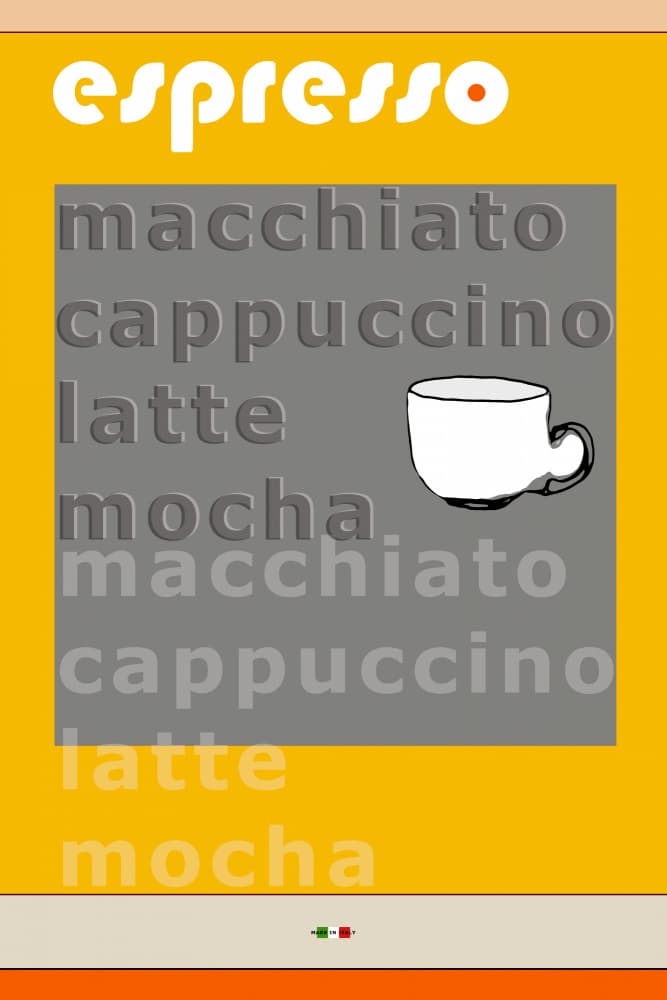 Espresso Drink Menu by cartissi — canvas wall art
