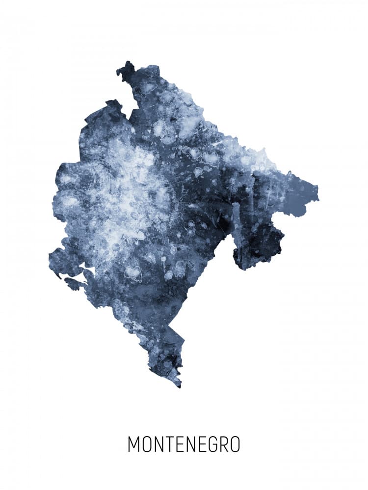 Montenegro Textured Map by Michael Tompsett — canvas wall art