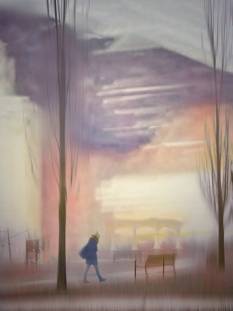 Misty Winter Walk by Weiwei — canvas wall art