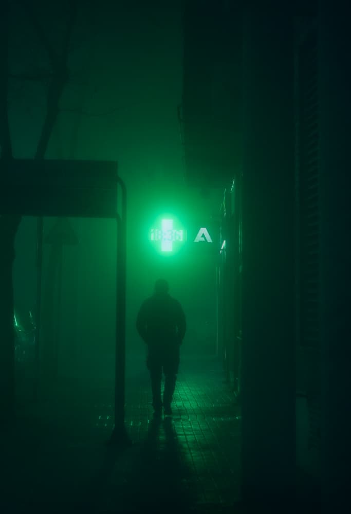 Solitary Figure Green Fog by Carlos Hernandez Martinez — canvas wall art