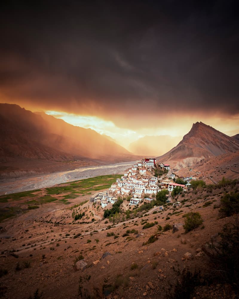 Golden Light Mountain Village by Arun R Hegden — canvas wall art