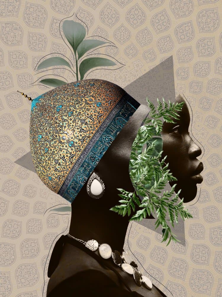 Cultural Green Portrait by Leila — canvas wall art