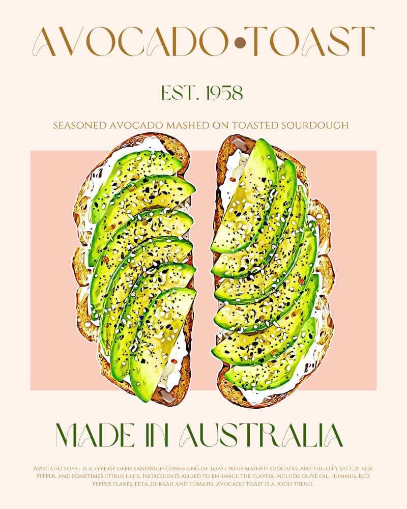 Fresh Avocado Toast by Nazma Khokhar — canvas wall art