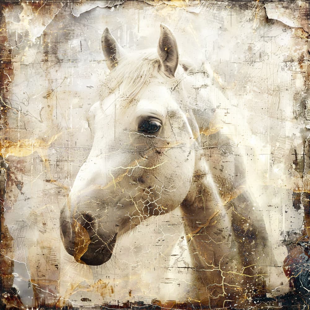 Majestic White Horse Portrait by Rafal Kulik — canvas wall art
