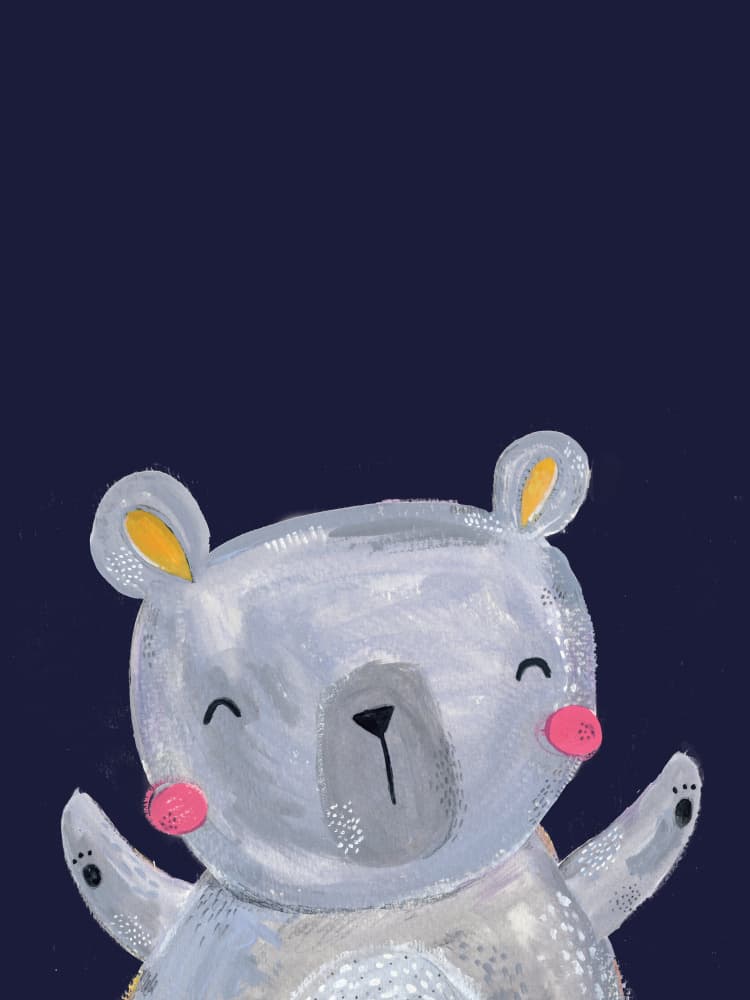 Happy Grey Bear by Laura Pantony — canvas wall art