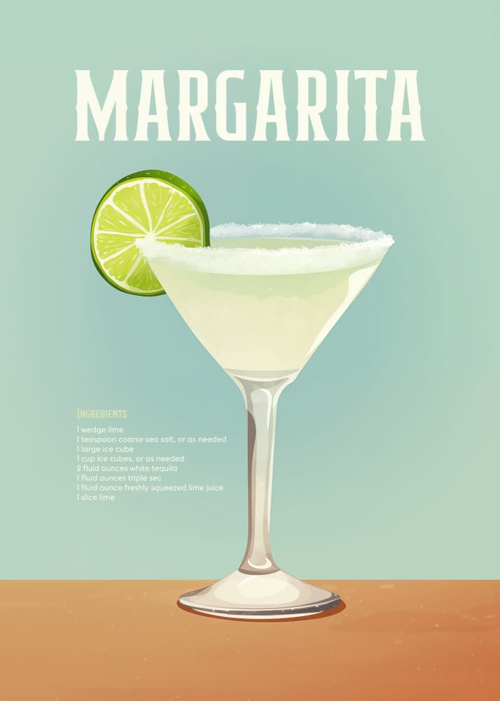 Margarita Cocktail Recipe by Andreas Magnusson — canvas wall art