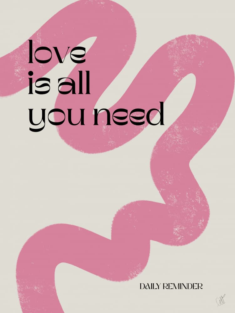 Pink Wavy Love Quote by Anne-Marie Volfova — canvas wall art