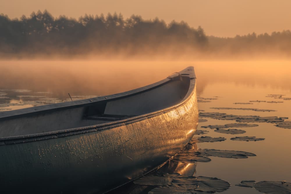 Golden Morning Canoe by Dariusz Budyta — canvas wall art