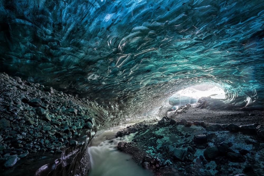 Ethereal Ice Cave Stream by Ti Wang — canvas wall art