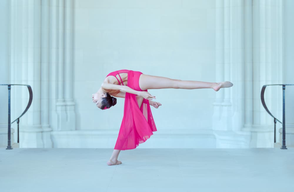 Pink Dancer Arching Pose by Catherine Wang — canvas wall art