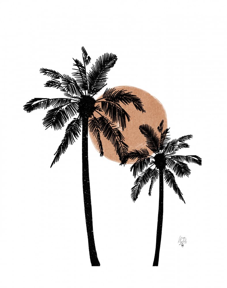 Tropical Sunset Palms by Erum Khalili — canvas wall art