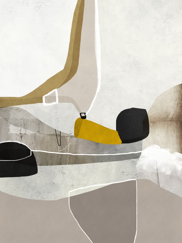Abstract Yellow Black Shapes by Roberto Moro — canvas wall art