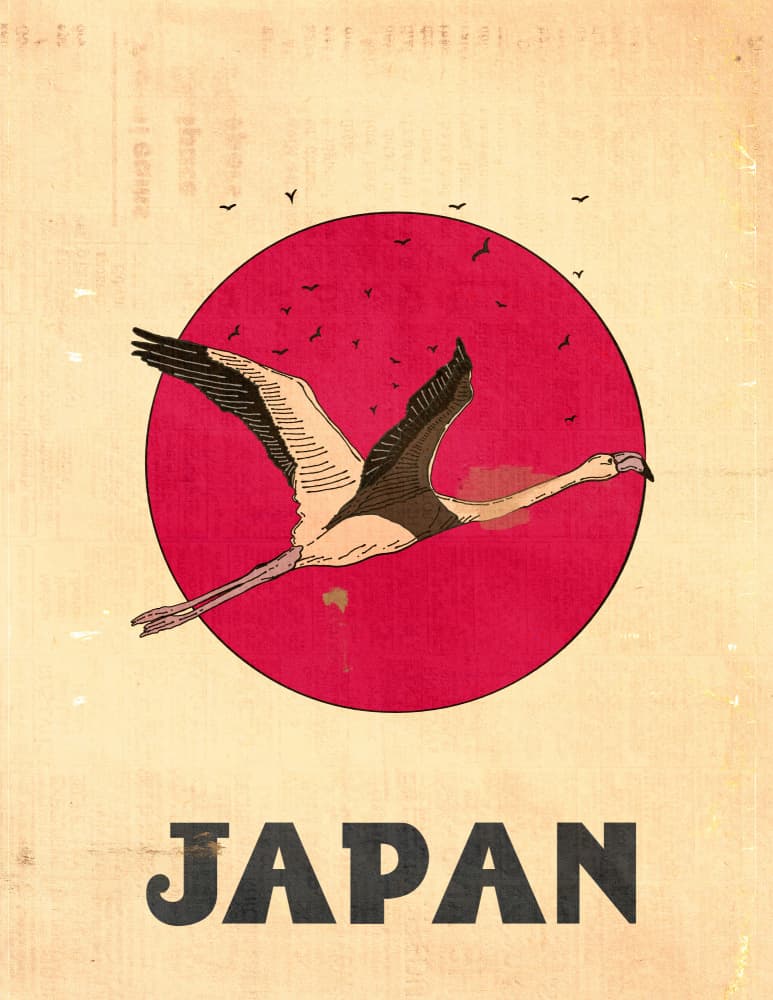 Flying Flamingo Japan by Nicholas — canvas wall art