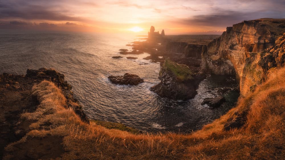 Golden Hour Cliffs by Baldea Victor-Emilian — canvas wall art