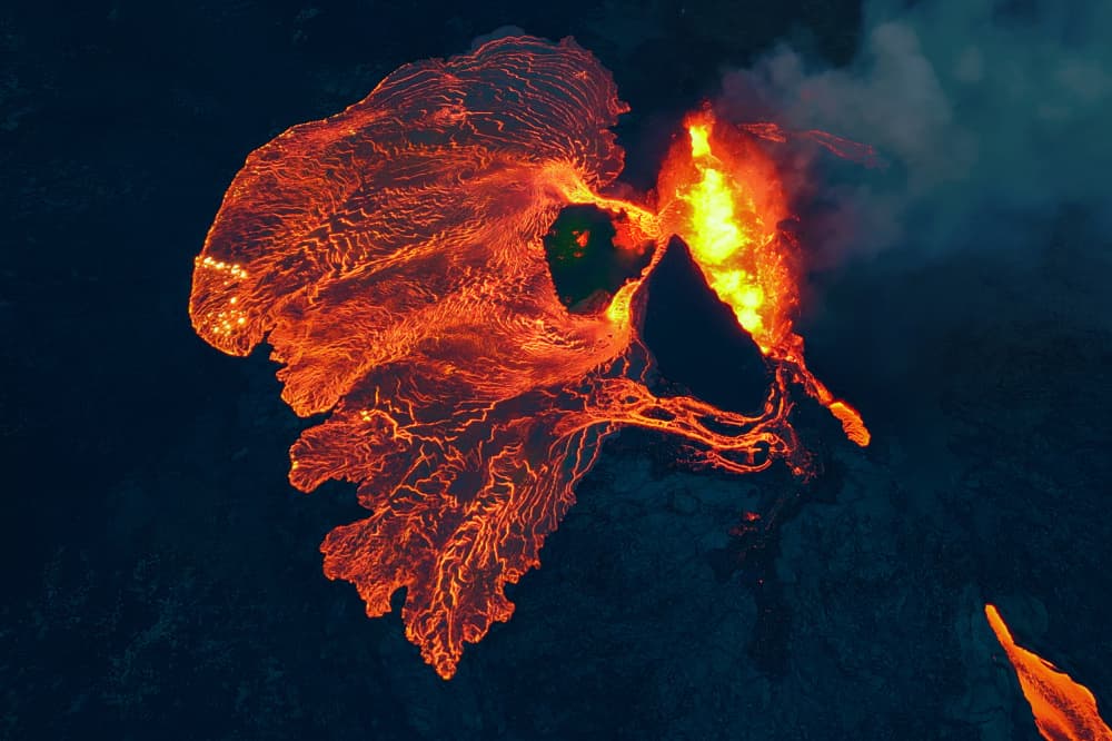 Night Volcano Eruption by David Martin Castan — canvas wall art