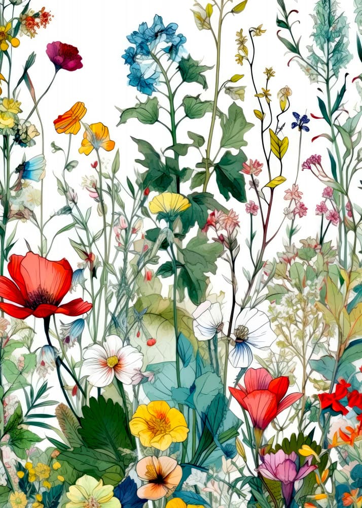 Vibrant Wildflower Meadow by Justyna Jaszke — canvas wall art