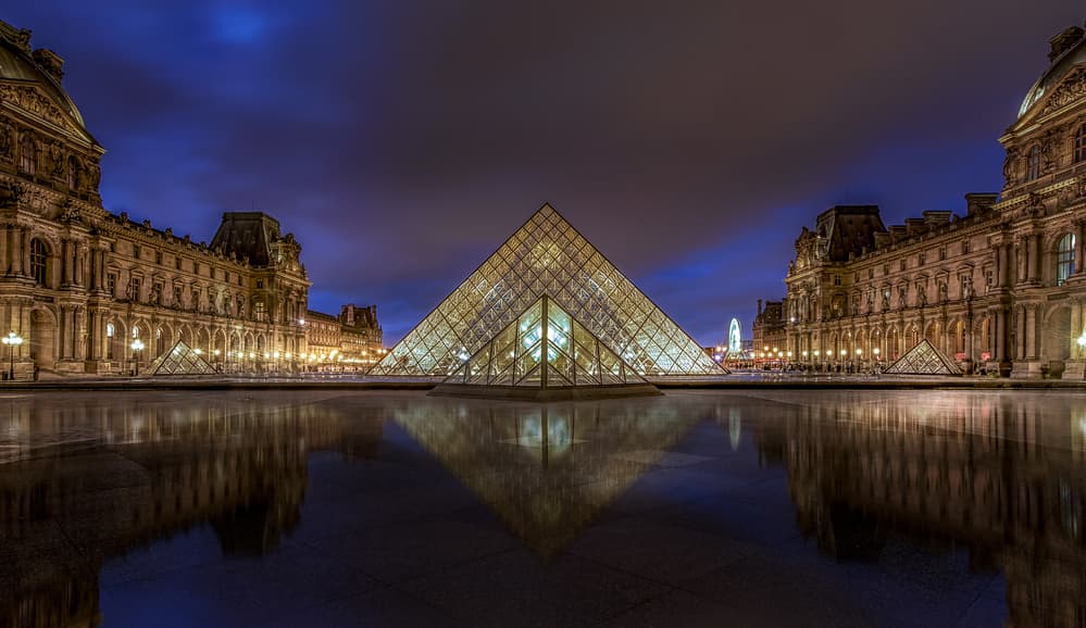 Glass Pyramid Night Reflection by Rana Jabeen — canvas wall art