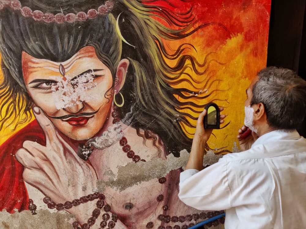 Man's Mural Shave by Rajat Dawn — canvas wall art