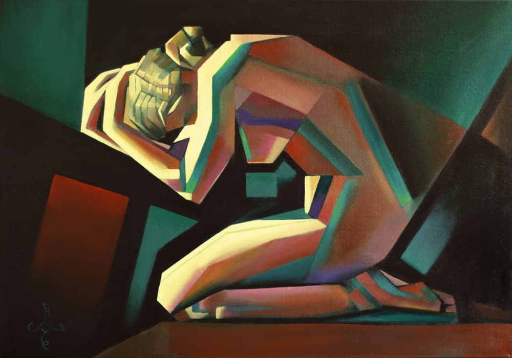 Pensive Kneeling Figure by Corné Akkers — canvas wall art