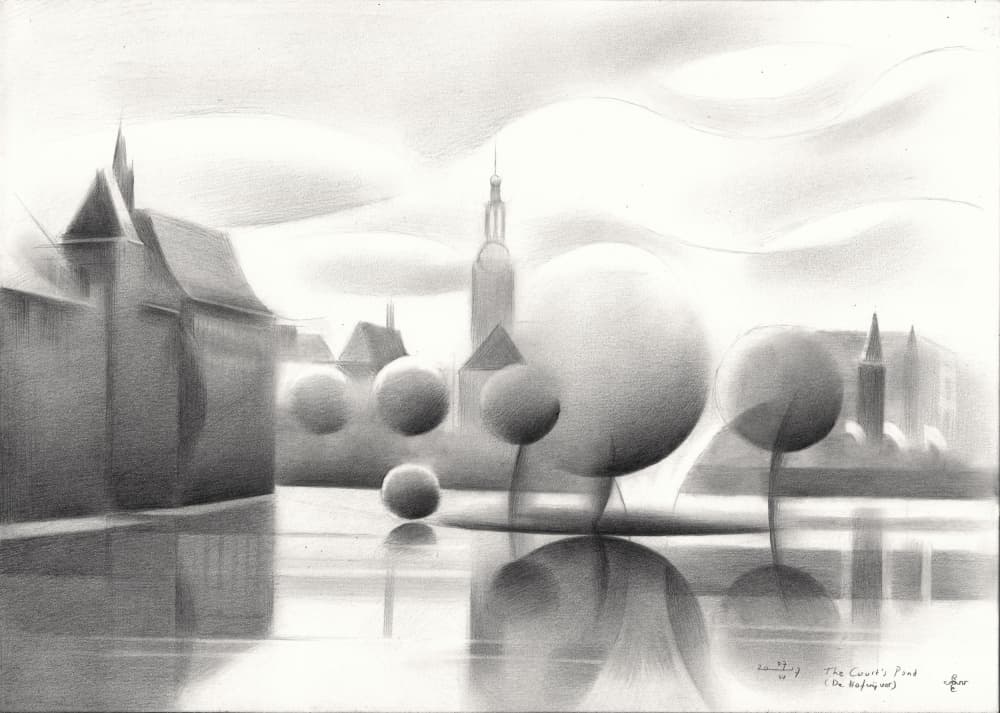 Surreal Cityscape Reflections by Corné Akkers — canvas wall art