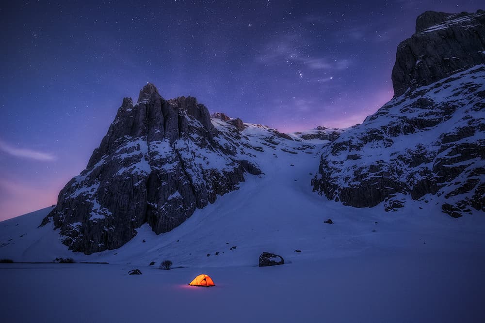 Starry Mountain Camp by Carlos Gonzalez — canvas wall art