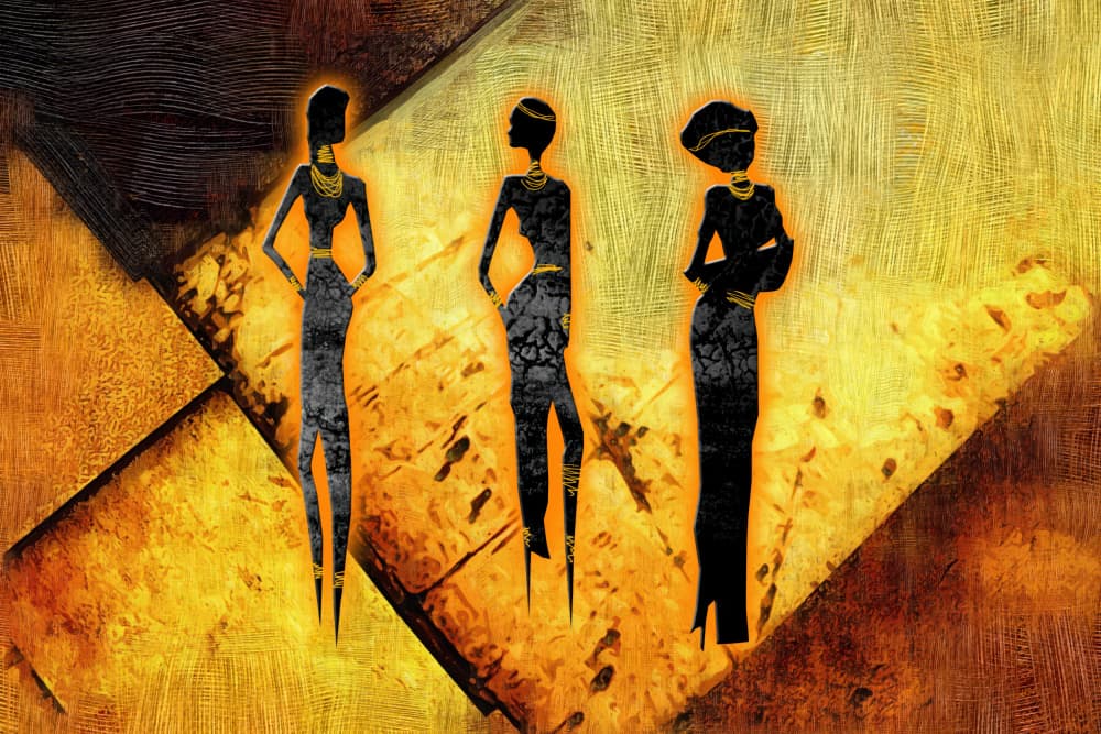 Golden African Silhouettes by Rafal Kulik — canvas wall art