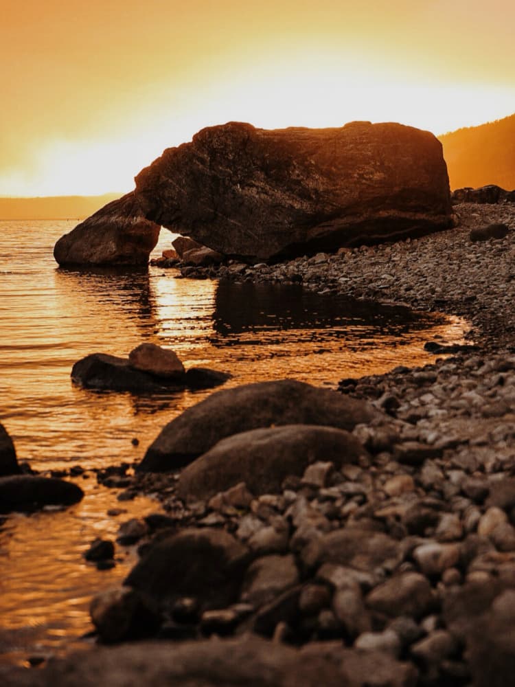Sunset Rock Arch by Del Mundo Imagery — canvas wall art