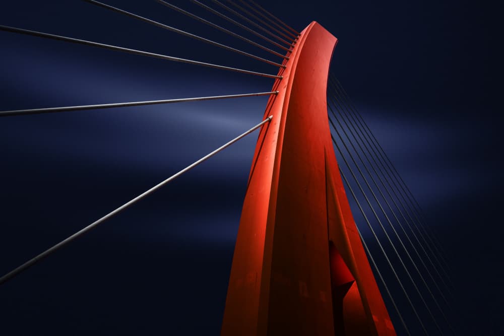 Modern Red Bridge Pylon by Alvin Wang — canvas wall art