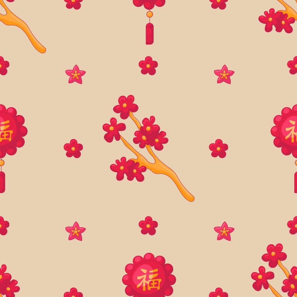 Festive Chinese Blossoms by Marika Barsrsind β canvas wall art