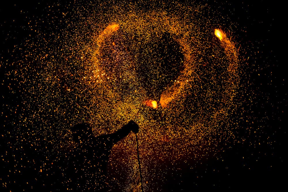 Golden Fire Spinning by Subhajit Das — canvas wall art