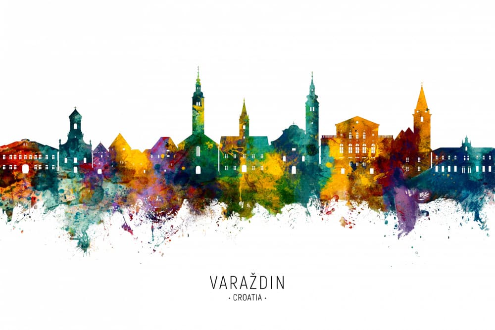 Varaždin Colorful Skyline by Michael Tompsett — canvas wall art