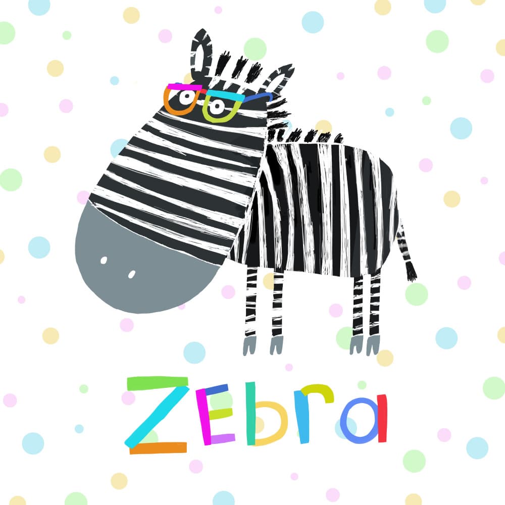 Cute Colorful Zebra by Carla Daly — canvas wall art