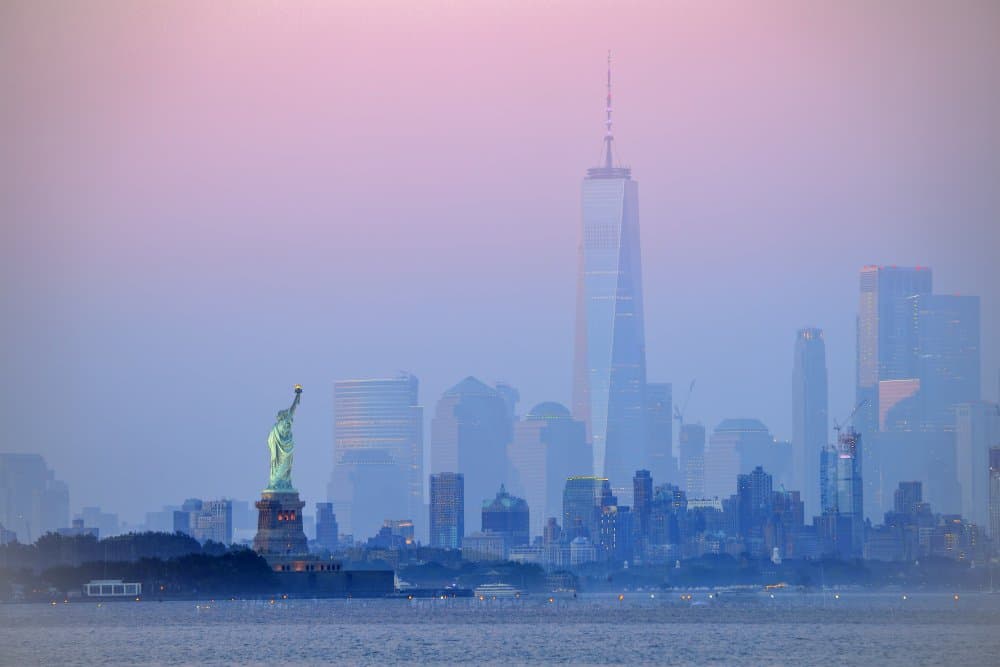 Misty Statue of Liberty Skyline by Wei Tang — canvas wall art