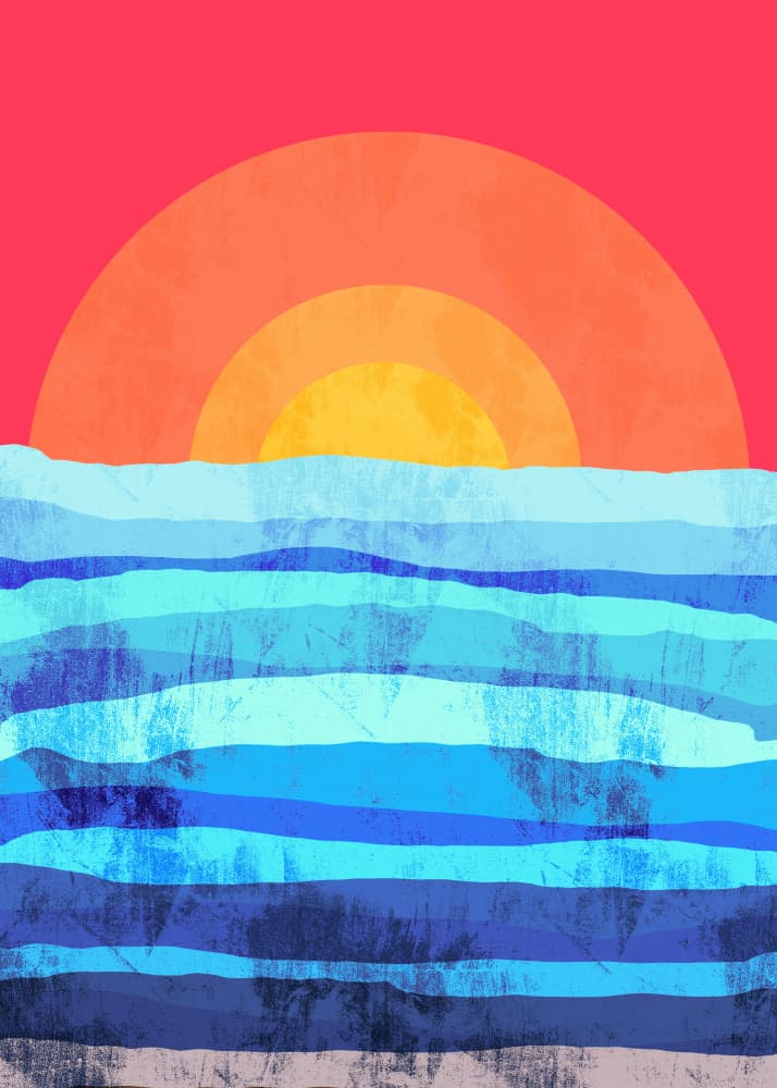 Layered Ocean Sunset by Stephen Wade — canvas wall art