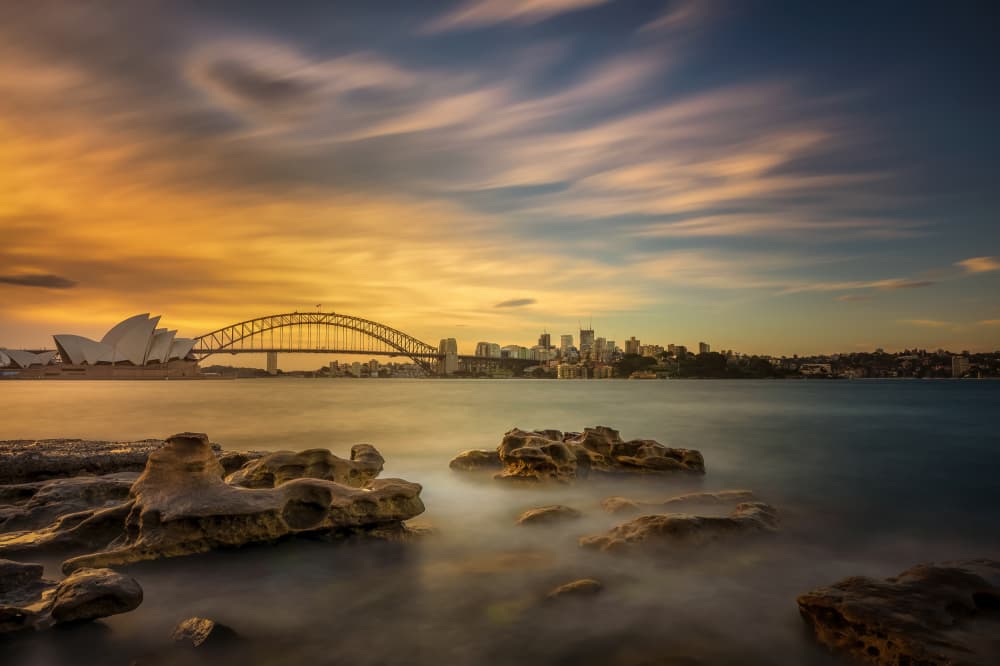 Tranquil Sydney Harbor Sunset by James Zhen Yu — canvas wall art
