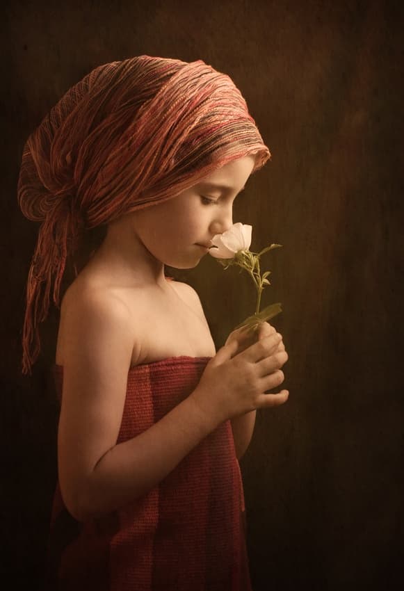 Girl Smelling Rose by Svetlana Bekyarova — canvas wall art