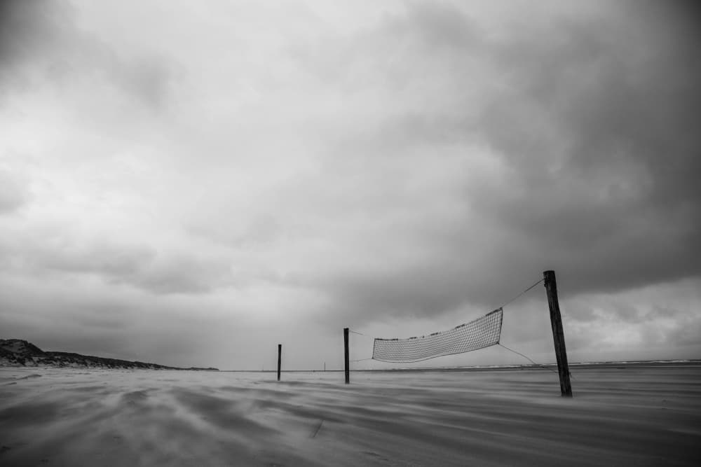 Stormy Beach Volleyball by Liesbeth van der Werf — canvas wall art