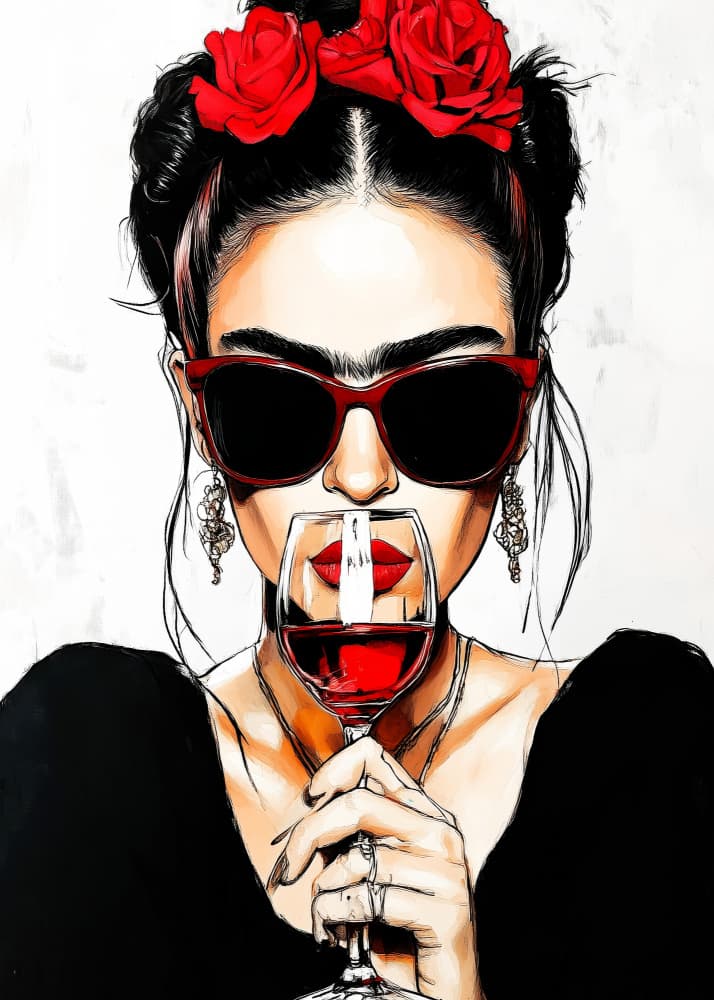 Stylish Woman Red Wine by Justyna Jaszke — canvas wall art