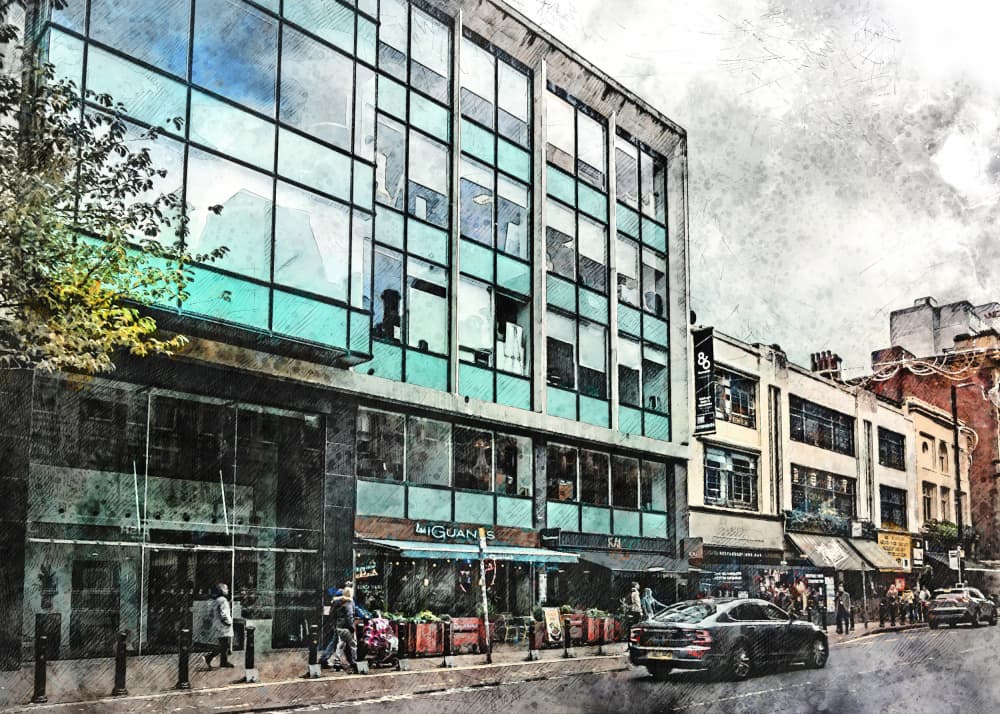 City Life Watercolor by Justyna Jaszke — canvas wall art