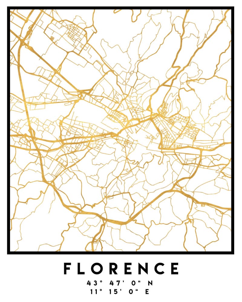 Florence Gold Map by Emiliano Deificus — canvas wall art