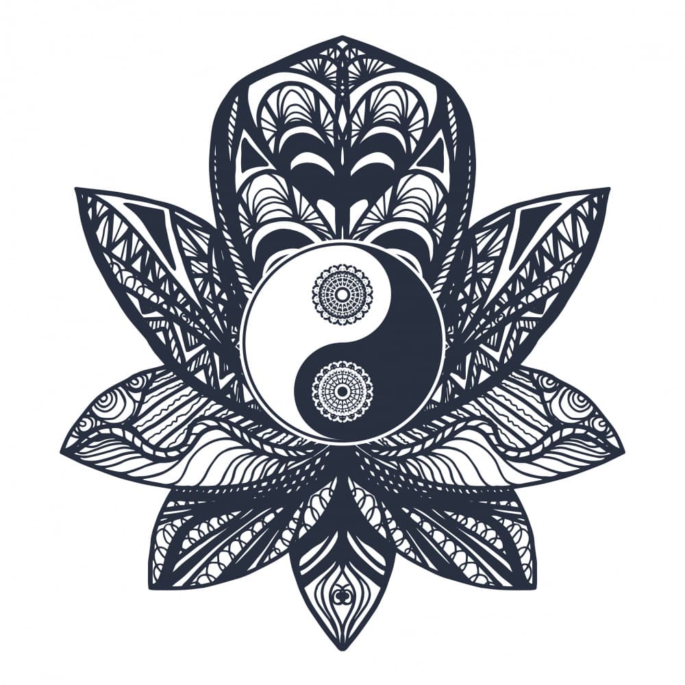 Yin Yang Lotus Harmony by Marika Barsrsind — canvas wall art