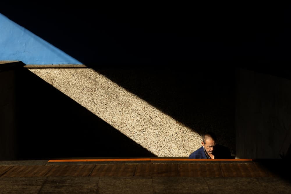 Man in Geometric Shadow by Anna Niemiec — canvas wall art
