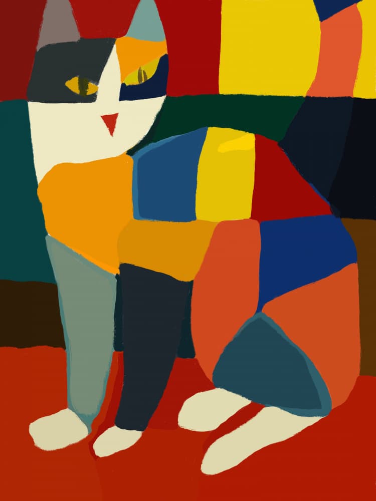 Colorful Abstract Cat by Little Dean — canvas wall art